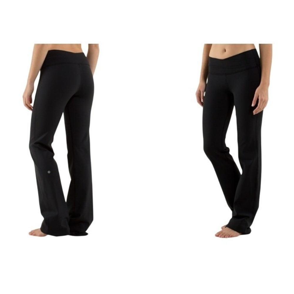 Lululemon Vintage Astro Flare Yoga Pants Luon Black Crossover Waistband Sz 8